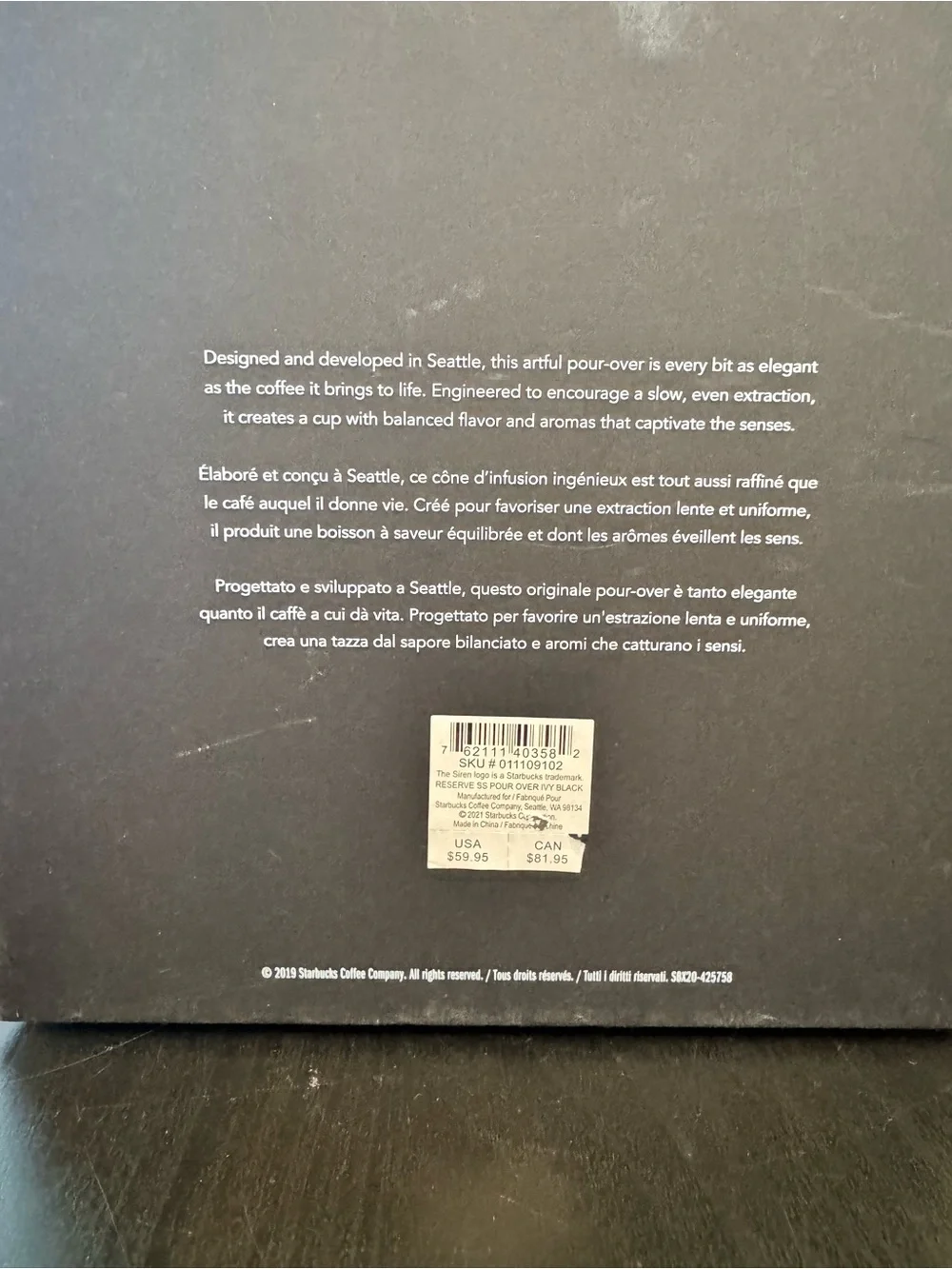 Starbucks Reserve Roastery Pour Over Coffee Maker Black